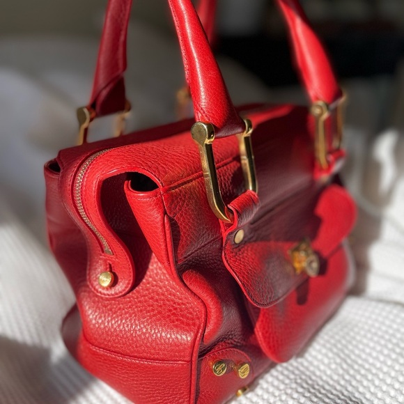 Chopard Red Satchel with Gold Accents NWOT - Picture 7 of 15